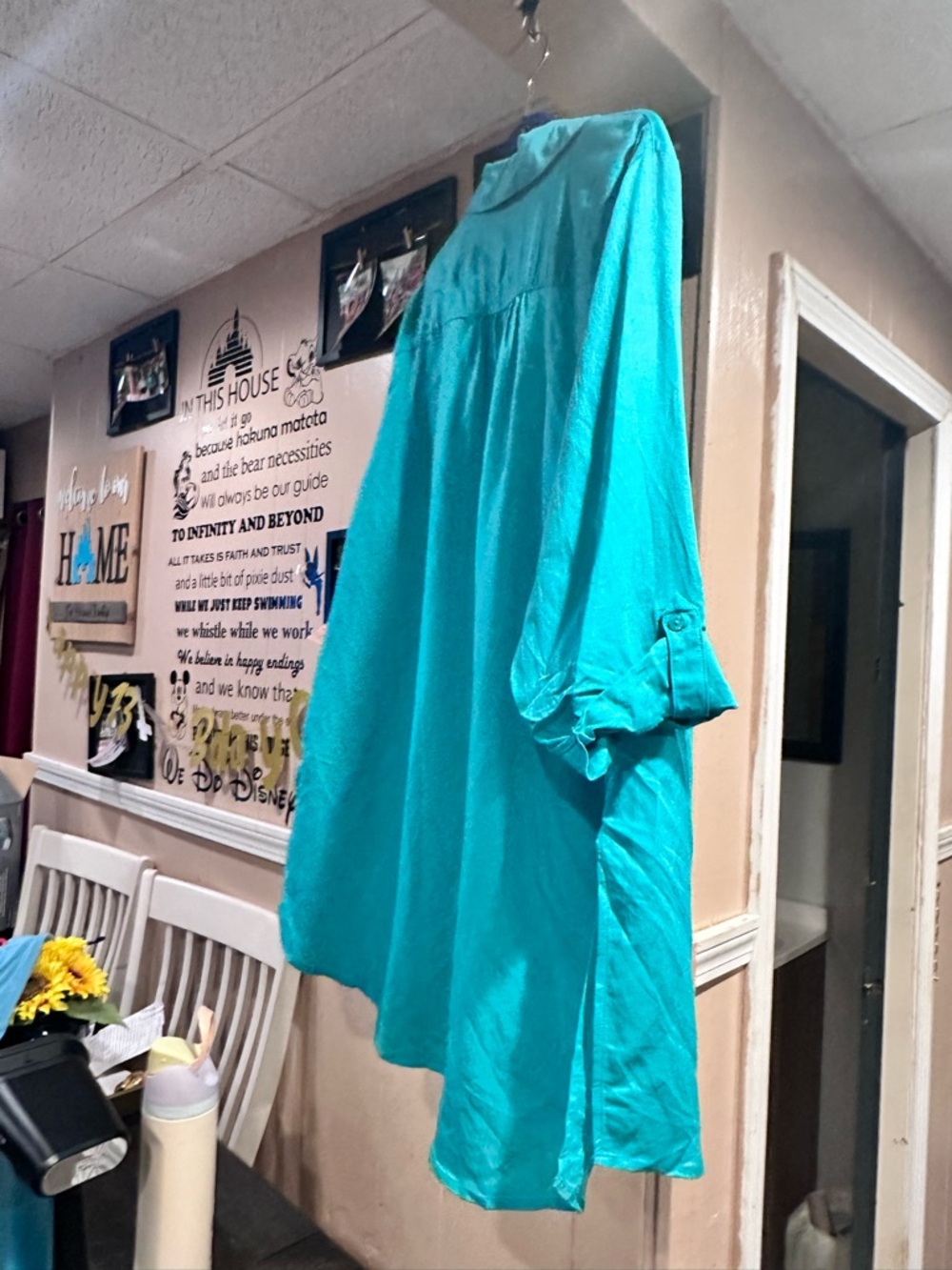 INC International Concepts Teal Button-Tab Sleeve Tunic
